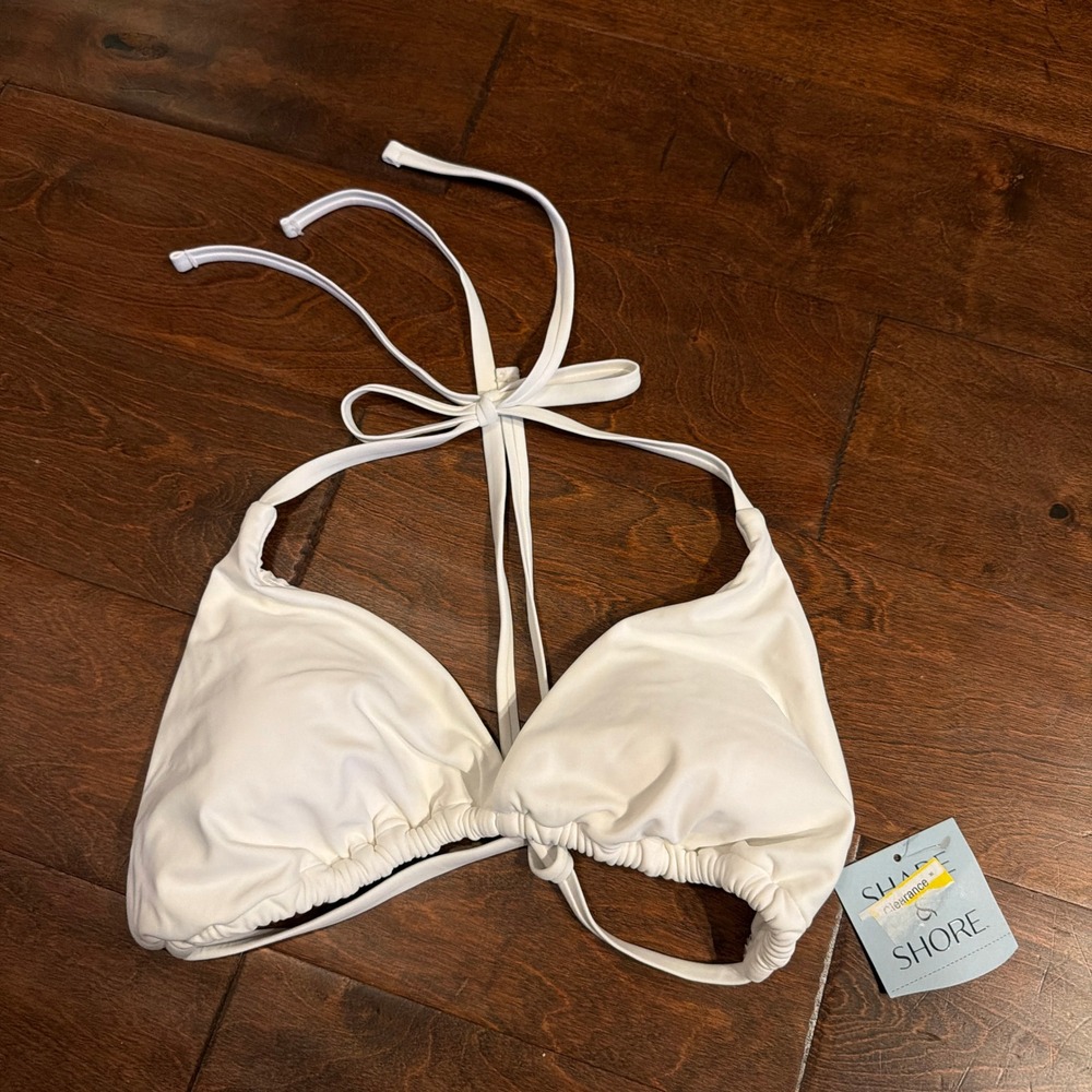 Shade & Shore White Triangle Halter Bikini Top XL 16 NWT